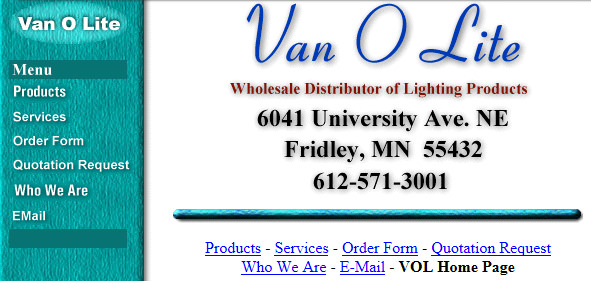 Van O Lite and their first website in 1996
