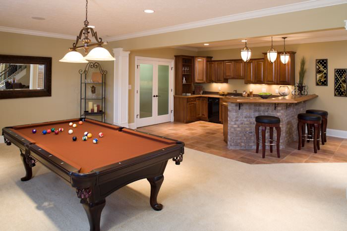 Basement with pool table