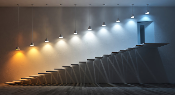 Lit wall illustrating how color temperature affects the atmosphere