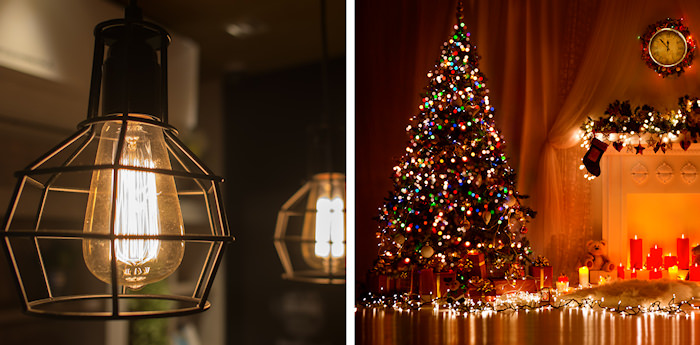 Indoor antique and Christmas lights