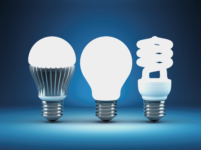 LED, CFL and incandescent bulbs