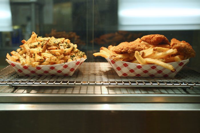 Food under heat lamp