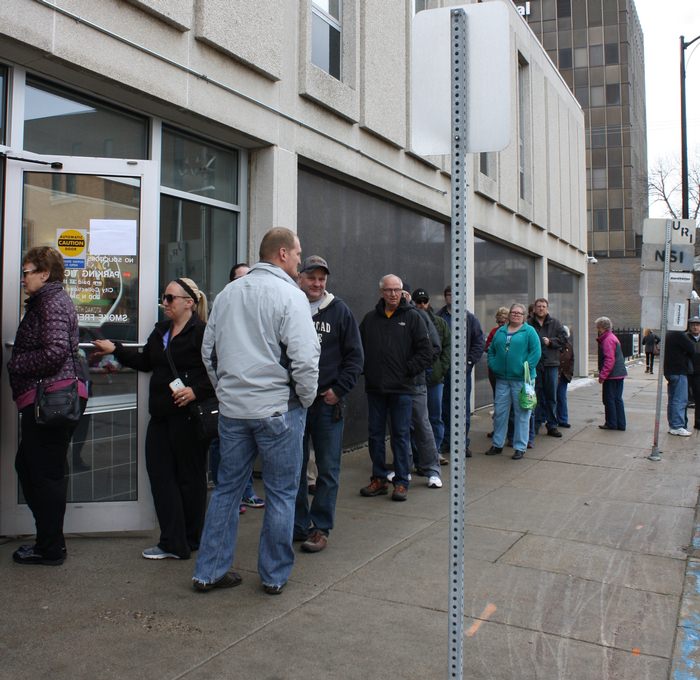 Line outside police department