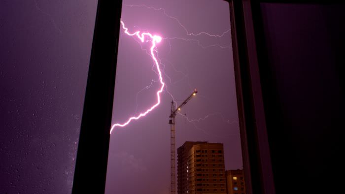 Lightning Striking Near Building