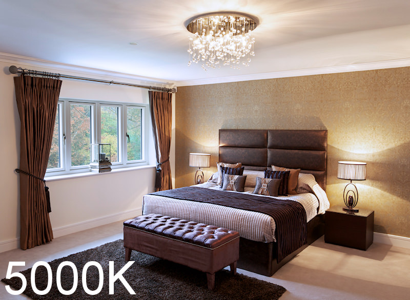 5000K color temperature in a bedroom