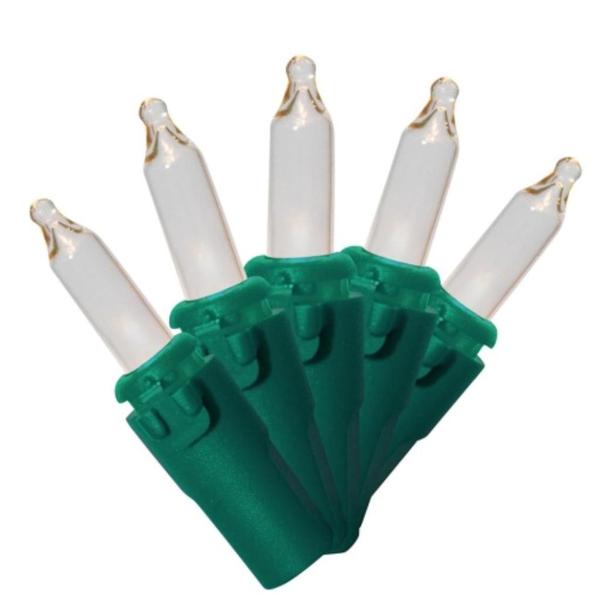 100 Light Green Wire Clear Miniature Christmas Light String Set