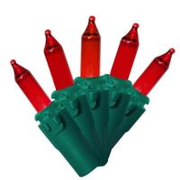 Brite Star 100 Light Green Wire Red Miniature Christmas Light String Set