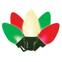 Brite Star 50 Light Green Wire C7 Ceramic Red / White / Green LED Christmas Light String Set