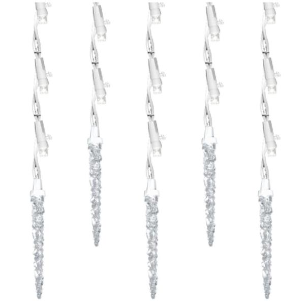 60 Light White Wire LED Icicle Lights Miniature Christmas Light String Set