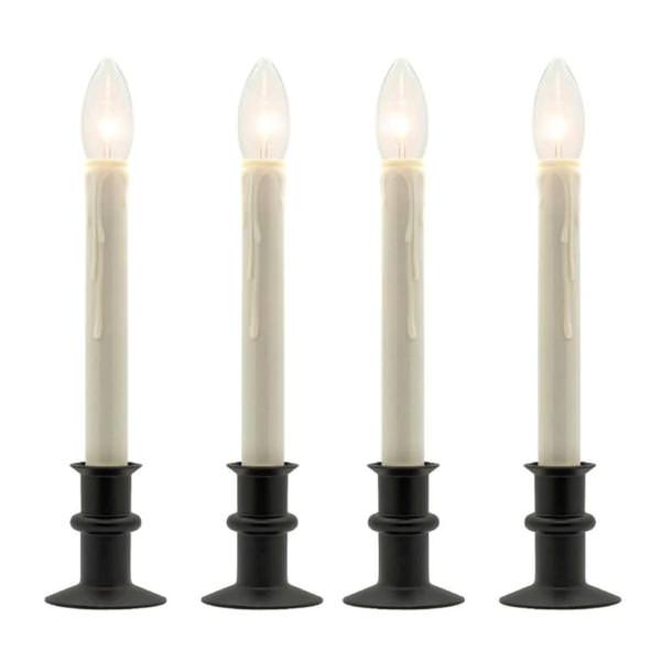 Adjustable Black Base Battery Operated LED Traditional Window Candles (4 Pack)