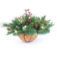 Celestial Lights 18" Cone and Berry 20 Light Battery Operated Artificial Hanging Basket
