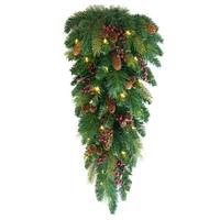 Celestial Lights 32" Cone and Berry 30 Light Battery Operated - Artificial Prelit Teardrop Swag