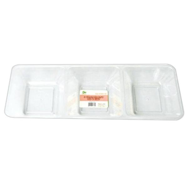 3 Sectioned White Rectangular Tray