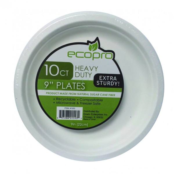 9" Heavy Duty Sugar Cane Fiber Plate (10 Pack)