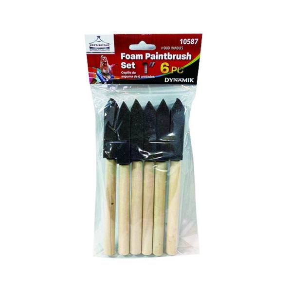 1" Foam Wooden Handle Paintbrush Set