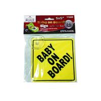 Dowin 5" x 5" Yellow Baby on Board Sign with Suction Cup