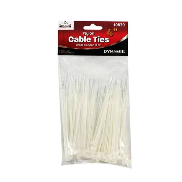 4" White Cable Ties (120 Pack)
