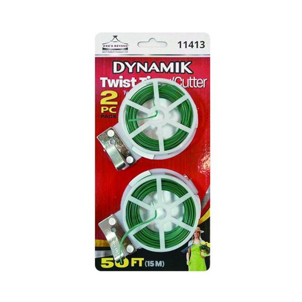 50' Green Twist Ties with Cutter