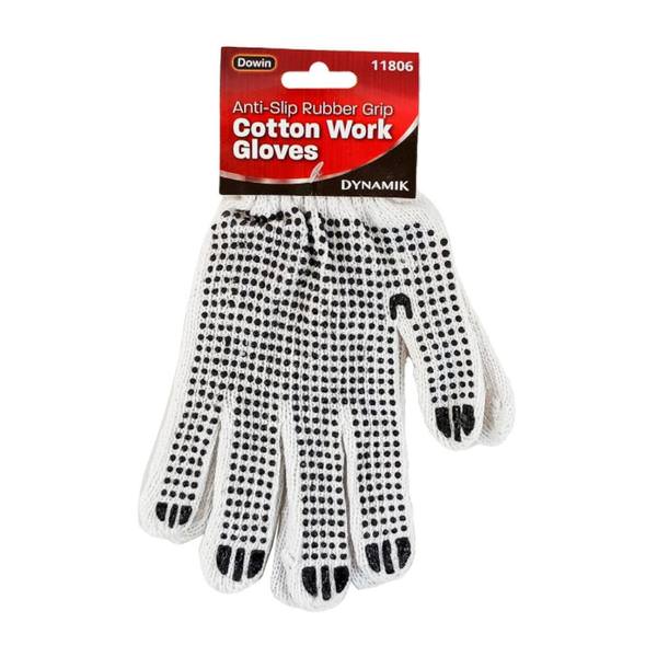 Rubber Grip Black/White Cotton Work Gloves