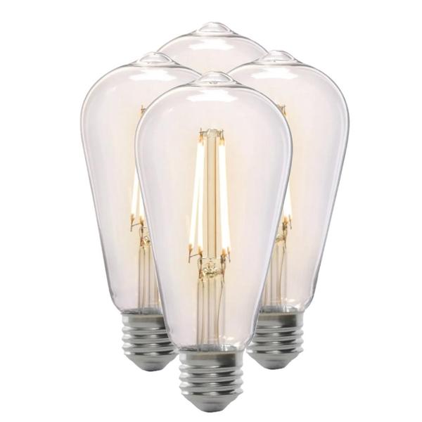 8.8 watt 120 volt ST19 Medium Screw Base 2700K Warm White LED Light Bulb (4 Pack)