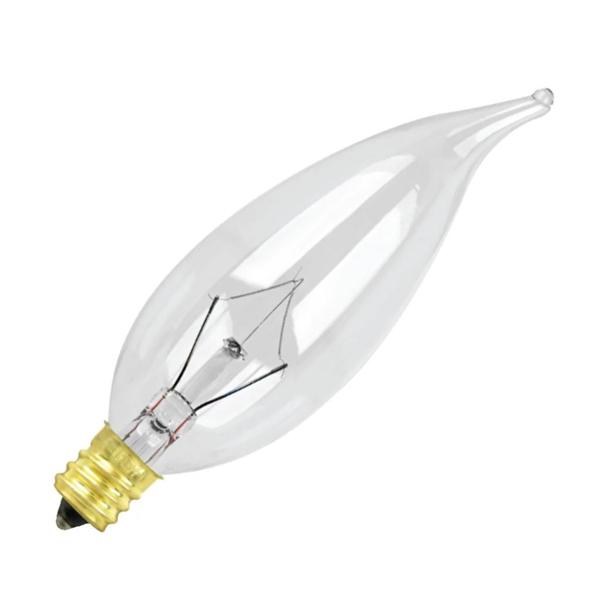 40 watt 120 volt CA10 Candelabra Screw Base 2400K Warm White Incandescent Light Bulb