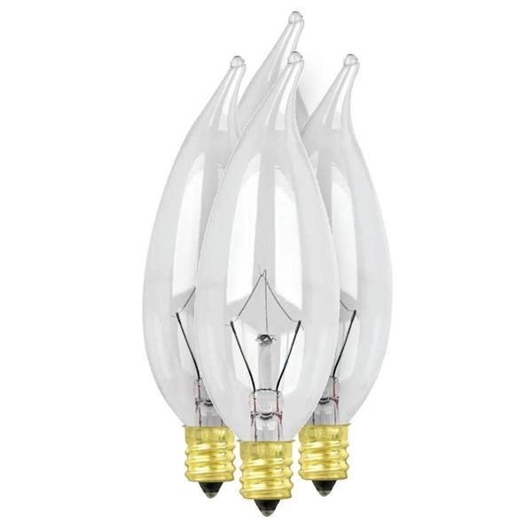 25 watt 120 volt CA10 Candelabra Screw Base 2700K Warm White Incandescent Light Bulb (4 Pack)