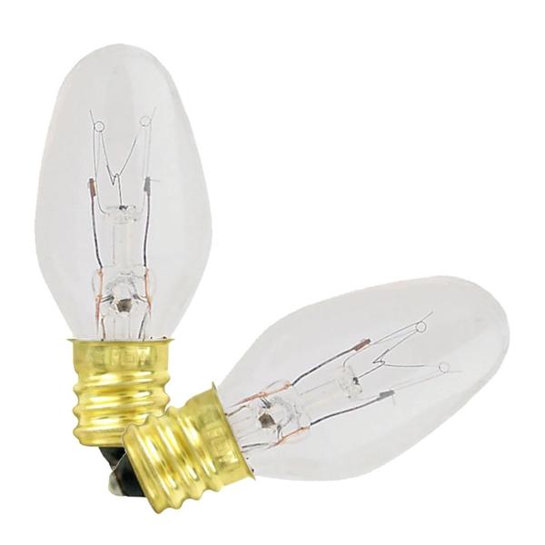 15 watt 120 volt C7 Candelabra Screw Base 2,700K - Warm White - Incandescent Light Bulb (2 Pack)