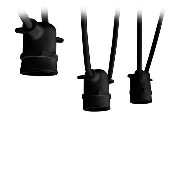10' 5 Socket Medium Screw Base Black LED String Light Set