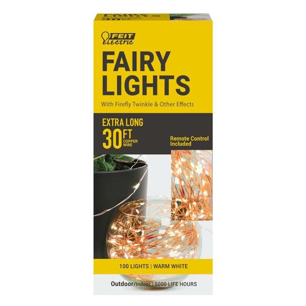 30' 120 volt 3000K Copper Wire LED Fairy String Light with Remote