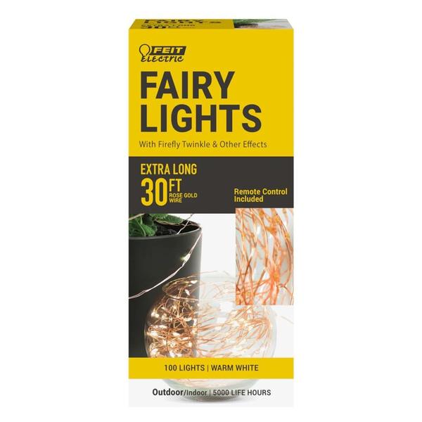 30' 100 Light 120 volt Rose Gold Wire 3000K Natural White LED Fairy Lights