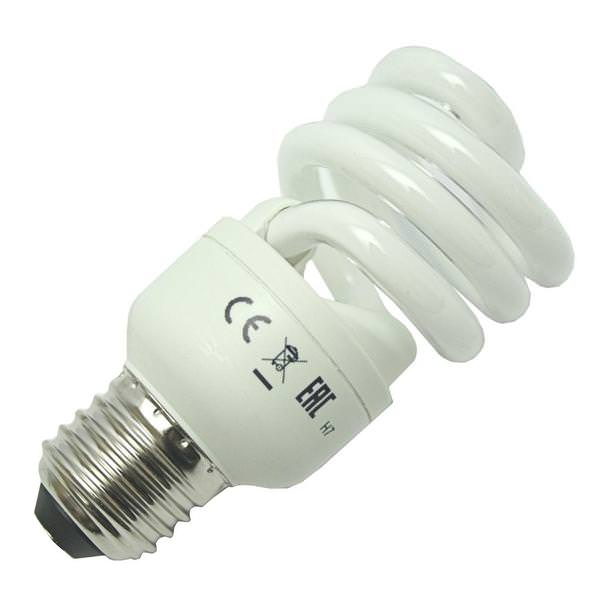 15 watt 230 volt T2 European Medium Screw Base 2700K Warm White Non-Dimmable CFL