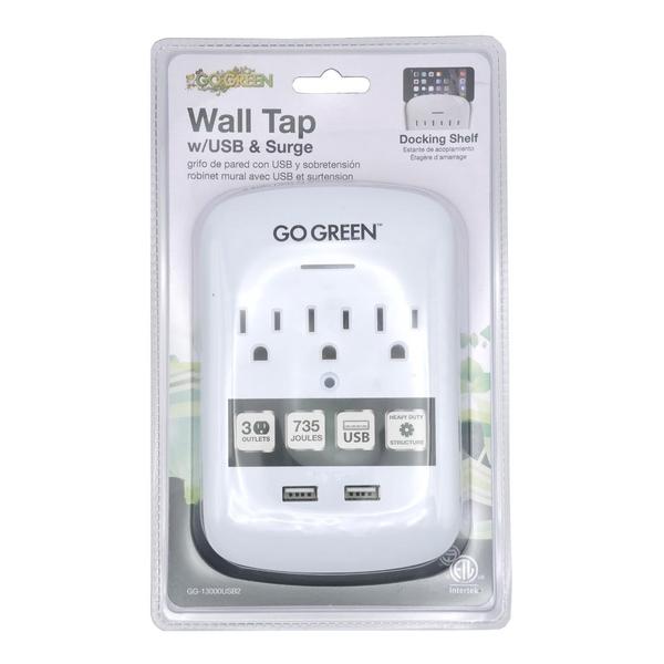 3 Outlet 2 USB Port Outlet Adapter Wall Tap