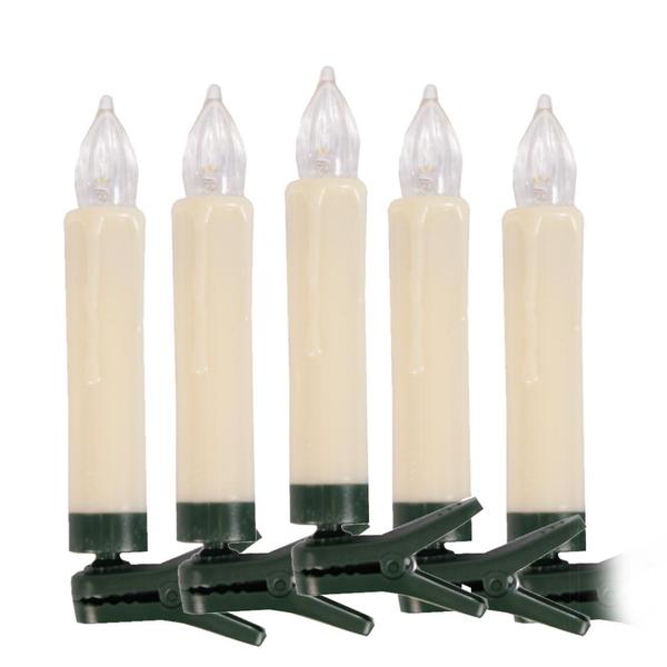 Ivory Wax Drip Remote Control Clip On LED Candles (10 Pack)