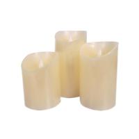 Gerson 4"/5"/6" Bisque Wavy Edge Battery Operated LED Wax Candle Light with Timer (Set of 3)