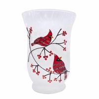Gerson 8" Cardinal Hurricane Frosted Large Glass Candle Holder