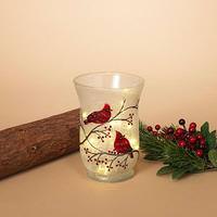 Gerson 8" Cardinal Hurricane Frosted Glass Candle Holder