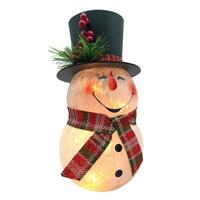 View 10" Electric Lighted Crackle Glass Snowman Lighted Figurine