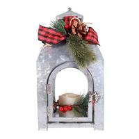 Gerson 13.5" Galvanized Metal Holiday House with LED Candle