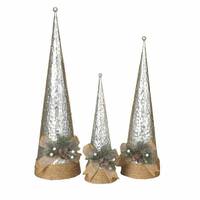Gerson 23"/19"/15" Metal Pine Accent Holiday Cones (3 Piece)
