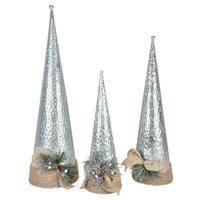 Gerson 23"/19"/15" Metal Pine Accent Holiday Cones (3 Piece)