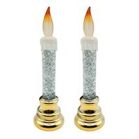 Gerson Acrylic Gold Base Glitter Water Taper Candle (2 Pack)