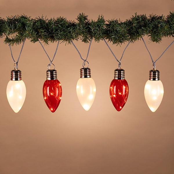 10 Light Red / White Battery Operated Micro Warm White LED Lighted Garland