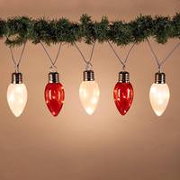 Gerson 10 Light Red / White Battery Operated Micro Warm White LED Lighted Garland