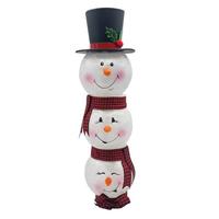 View 14" Battery Operated Lighted Snowman Stacking Glass Lighted Figurine