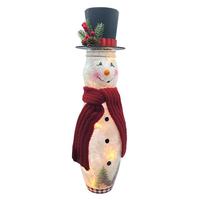 View 15.3" Electric - Lighted - Snowman - Glass Lighted Figurine