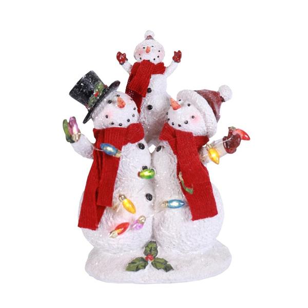 9.8" Snowman Family Resin Holiday Battery Operated Lighted Figure 