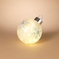 Gerson 11.8" Battery Operated Snowflake Design Glass Holiday Lighted Ornament