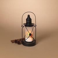 Gerson 12.8" Battery Operated Fire Metal & Glass Glow Holiday Lantern