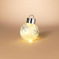 View 7.1" Battery Operated Snowflake Design Glass Holiday Lighted Ornament