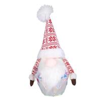 Gerson 14.2" Electric Lighted USB Holographic & Fabric Holiday Gnome with Remote